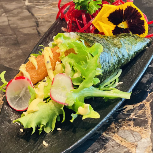 Tempura de scampis frits avocat mayo